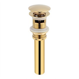 Haofy Cocina Baño Lavabo Fregadero Latón Macizo Tapón de Drenaje Emergente con Orificio de Desbordamiento Dorado