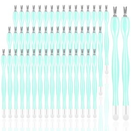 heemeei 50Pcs Nail Cuticle Trimmer Rubber Nail Cleaner, Plastic Handle Cuticle Knife, Double End Nail Dead Skin Fork Cuticle Pusher Bulk Nail Art Cuticle Remover Tools for Girls Women and Men-Green…