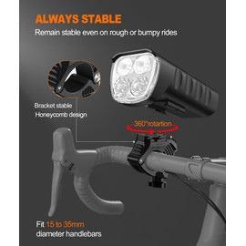 DJWFARR Bike Light Front, Powerful Super Bright 2000 Lumens Bike Headlight, Bike Lights for Night Riding 6400mAh Rechargeable Battery 13 Lighting Modes Bicycle Lights Fits Road Mountain Bicycles