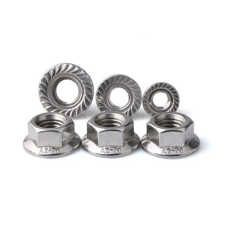 RUOFENG Stainless Steel Serrated Hex Flange Lock Nuts 50pcs (M5)