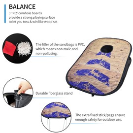 Portable Cornhole Set PVC Framed Corn Holes Outdoor Game Set with 2 Cornhole Boards, 8 Cornhole Bean Bags and Carrying Case, Camping Games Indoor Outdoor for Kids and Adults, Travel Camping Accessory