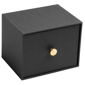 Exacompta Office By Me 78601E Drawer Photo Box with 4 Dividers for Filing A6 Cards or Photos 11 x 15 cm or 10 x 15 cm with Black Paper with Textile Effect