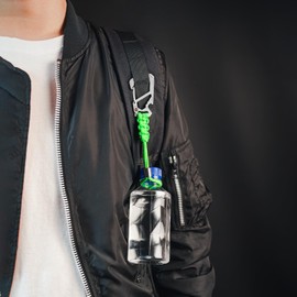 [KeyUnity] KC04 Paracord Keychain with Carabiner, Stainless Steel Carabiner with Ring, Braided 550 Paracord, Adjustable Keychain Length, Lanyard Ring Hook Clip, green