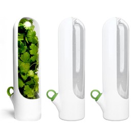 3 PCS Herb Keeper, Vegetable Storage Containers, Vegetable fresh keeping Bottle, Easy to open, 9.64 * 2.55 inch, Keeps Greens Fresh for 3-5 Weeks, White