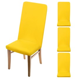 sourcing map 4Pcs Dining Room Chair Covers, 45-55cm Soft Stretch Removable Parson Chair Slipcover Seat Protector Cover for Home Kitchen Hotel Restaurant, Yellow