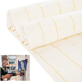 LOPYXBR 2 Packs 59" × 39" Tufting Cloth with Marked Lines, 29CT Tufting Fabric Monk Cloth with Yellow Marked Line, Punch Needle Needlework Fabric for Tufted Gun, Rug-Punch Needle Hooking(100x150cm)