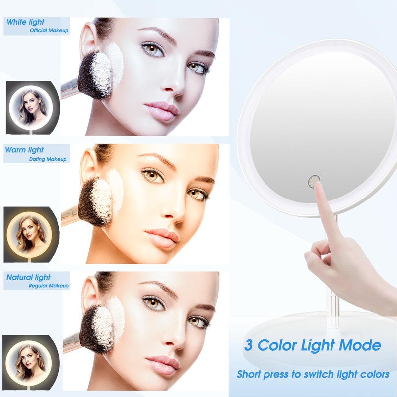 JSONPHX 1X LED Makeup Mirror with 5X and 10X Suction