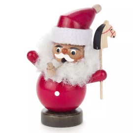 KWO Small Wooden Christmas Santa Holding Horse Incense Burner Smoker Made In Germany