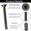 FandWay Pack of 100 Torx Drilling Screws, Countersunk Head Self-Drilling