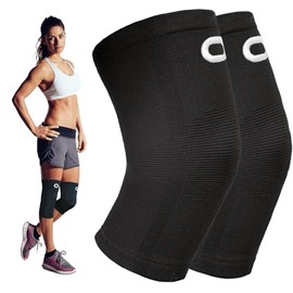 Crucial Compression Knee Support Sleeves for Women & Men (Pair) - Black, M
