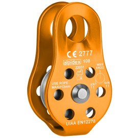 ALPIDEX Fix Pulley Pulley 22 kN Suitable for Textile Ropes up to 13 mm Diameter EN12278, Colour: Orange