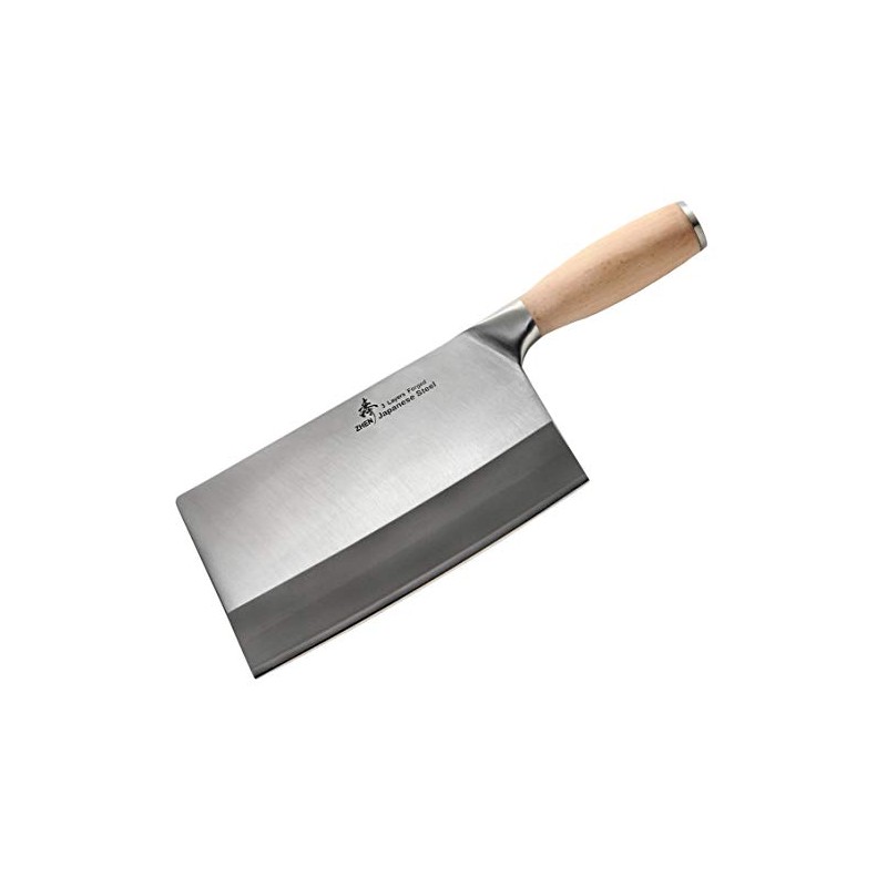 ZHEN Japanese VG-10 3-Layer Forged Chinese Cleaver, 8 inches, Silver