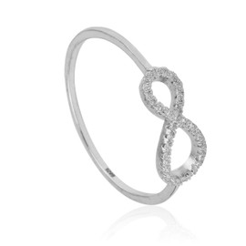 Allgala Sterling Silver 925 Elegant Ring with Infinity Symbol with Imitation Pave Diamond Setting