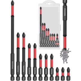 Tomorotec 11PCS Magnetic Phillips Screwdriver Drill Bit Set #2 - Anti-Slip, Shock-Absorbent, Compatible with Impact & Electric Screwdrivers (Red)