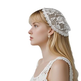 White Rose Lace Chapel Cap Veil Head Coverings for Women Church Church Hair Veils Prayer Latin Mass