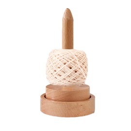 Yarn Holder Stand, RoseFlower Natural Oak Wooden Yarn Ball Holder Spindles Twirling Yarn Holder for Crocheting, Protable Yarn Storage, Women Older, Knitter & Crochet Supplies