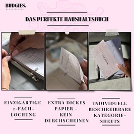 BUDGIES.® Budget Planner Envelope Method German - A6 - Starter Set + Saving Challenges - Financial Planner German - Ring Binder - Binder A6 (Grey)