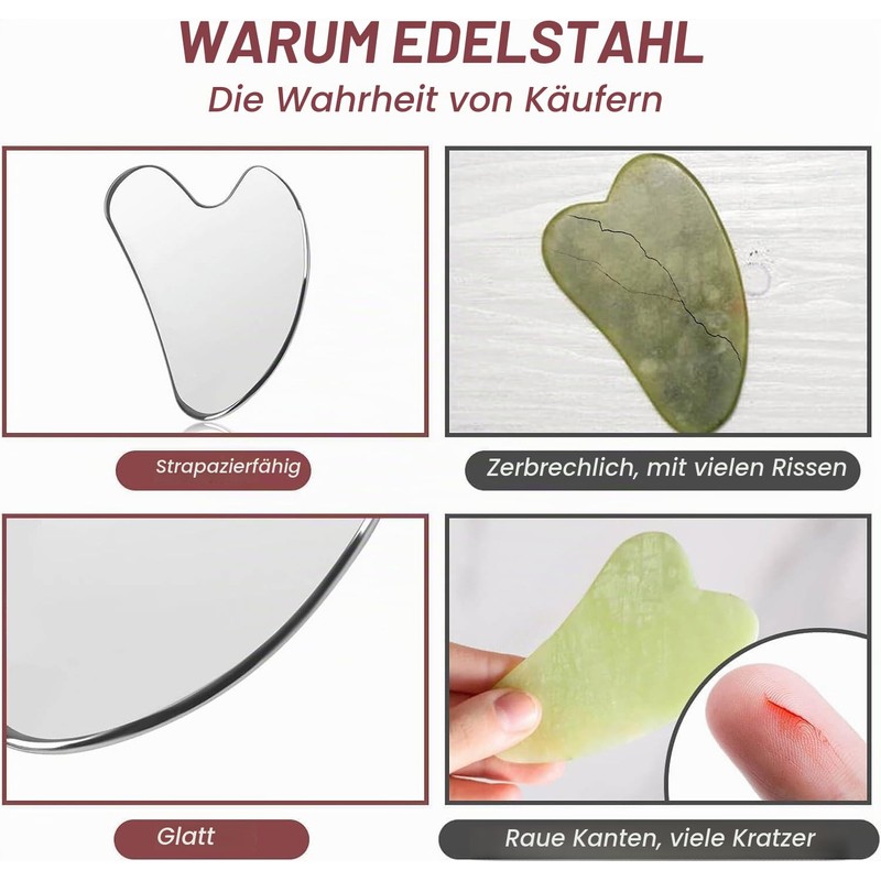 Stainless Steel Gua Sha Stone, Guasha Stone for Jaw Lines