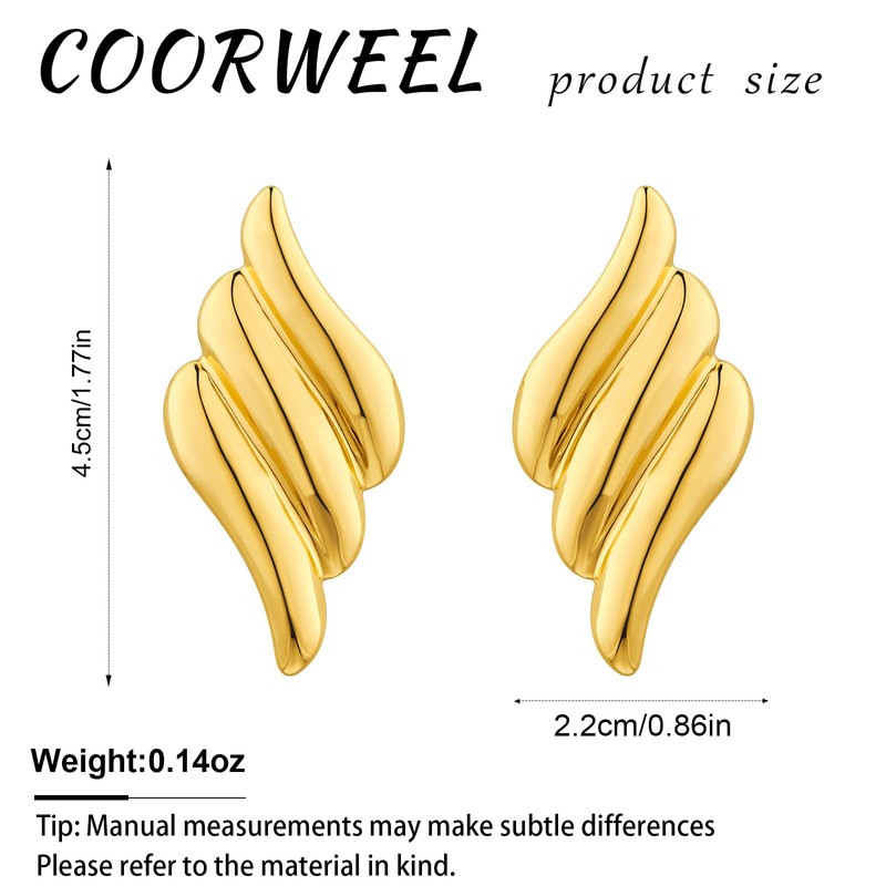 COORWEEL Big Gold Chunky Geometric Stud Earrings for Women Trendy