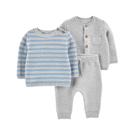 Simple Joys by Carter's unisex-baby 3-piece Sweater Set, Light Grey Heather, 24 Months