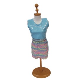 Fat-catz-copy-catz Blue Rainbow reversible Sequins Doll's Sized Cocktail Mini Gown Dress for 11.5" Fashion Princess Dolls