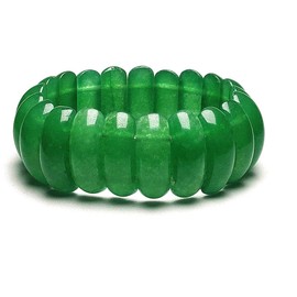 yigedan Damen-Armband 18 KGP vergoldet eiförmig grüne Jade Naturstein (Gold), 8.5 inch, Kristall, Chalcedon