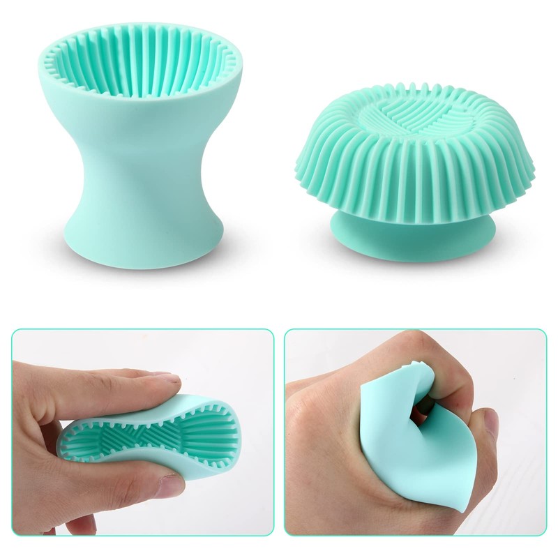 2-in-1 Silicone Makeup Brush Cleaner Mat & Brush Holder –