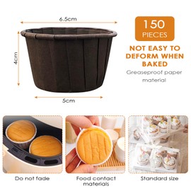 Tekenewbse Pack of 150 Muffin Cases Paper, Disposable Baking Cups, Muffin Cupcake Moulds for Christmas, Wedding, Birthday, Party, Christmas Baking Cups Paper in White, Brown, Dark Brown