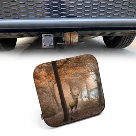 Beabes Deer Hitch Covers 2 Inch Foggy Autumn Maple Forest Wildlife Deer Trailer Hitch Cover Tube Plug Insert, Car Exterior Accessories, Receiver Tube Hitch Cover for Trucks