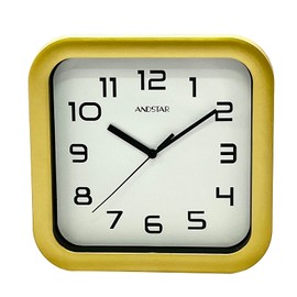 ANDSTAR Square Clock Round Modern Retro Silent Non Ticking Battery Operated Accurate Arabic Numerals Design Decorative for Home,Living Room,Bedroom,Office,Canteen,School(Gold)