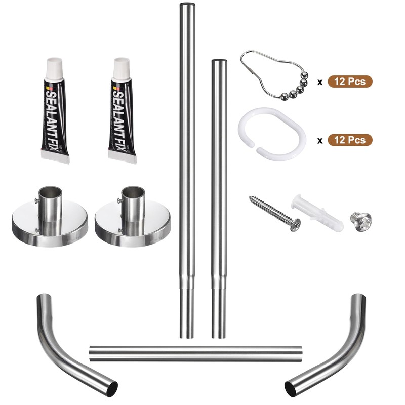 uxcell Stretchable Shower Curtain Rod Rack, Stainless Steel Diamond Shaped