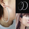 MOROTOLE 925 Sterling Silver Rhinestone Hoop Earrings Fashion Thin Silver