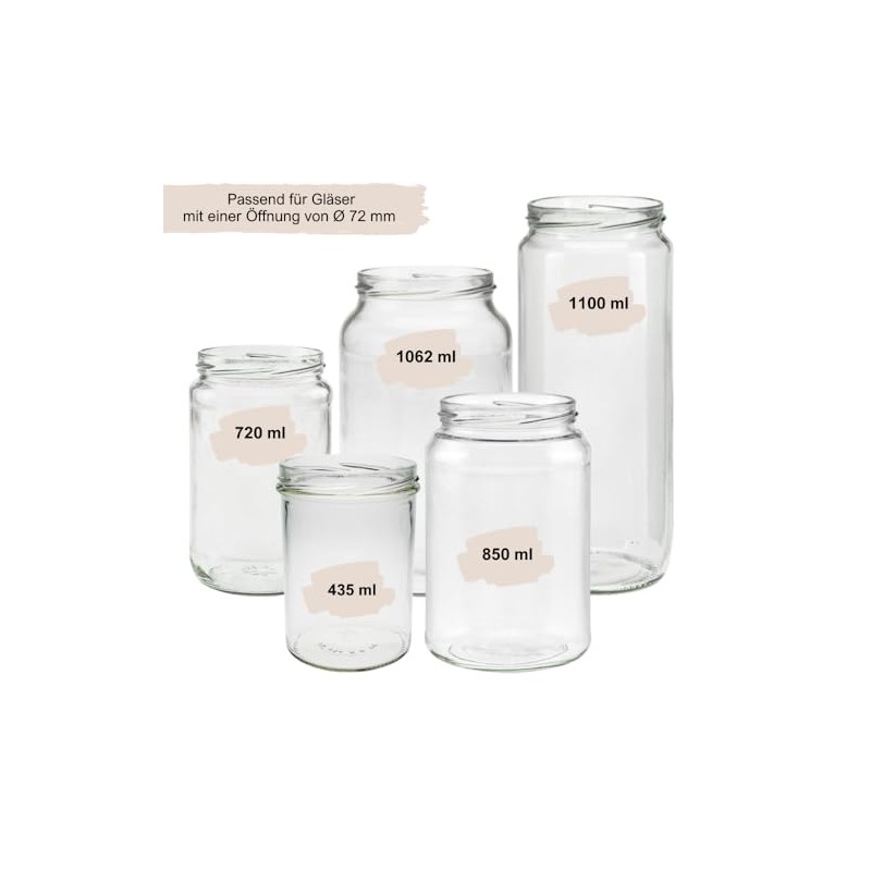 mikken Twist-Off Replacement Lids for Jam Jars 82 x 8.5