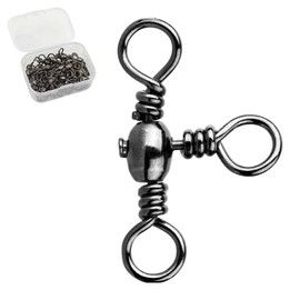 GRSECPO 25pcs 3 Way Swivels Fishing Tackle, Black T-Turn Barrel Swivel, Saltwater Freshwater, Size #3, Black
