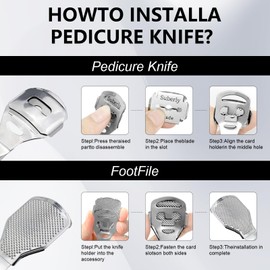 LUCKNIGHT 6 Pieces Callus Remover, Professional Foot Scraper, Callus Slicer, Stainless Steel, Callus Rasp Foot, Foot Scraper, Razor, Foot Care, with 10 Replacement Blades for Foot Care, Pedicure,