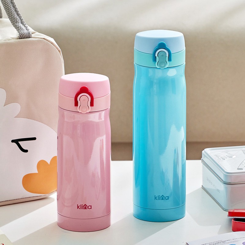 CLINA Insulated/Cold One-touch Tumbler 350ml/500ml Water Bottle/Thermos, 500ml/Eiffel White /