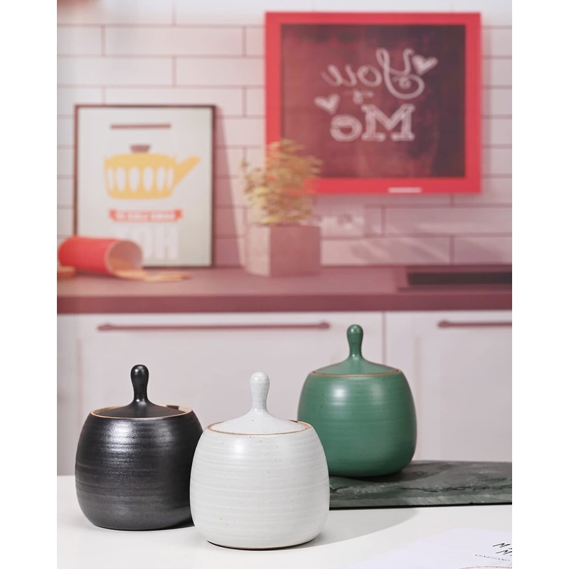 NCQIXIAO Retro Kitchen Canisters Ceramic Food Storage Jar Roud Shape