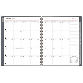 2025 Office Depot Monthly Planner, 8-1/2" x 11", Silver, January To December, OD001630
