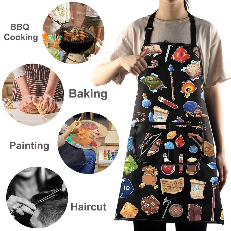 WZMPA Dungeon Master Kitchen Apron DND Gamer Gift RPG Dungeon