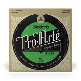 D'Addario Gitarrensaiten Konzertgitarre | Akustikgitarre | Akustik Gitarre Saiten | Classical Guitar Strings | EJ25B Saitensatz Pro-Arte Black Nylon Composite Flamenco