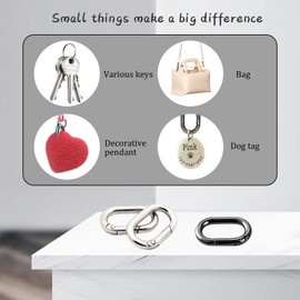 Sgphrzlt 30 Pack Small Oval Carabiner Clip, Heavy Duty Metal Spring Snap Hook, Mini Buckle Key Chain Loop Ring, Dog Tag Clip Necklace Pendant Clasps Connector for Bag Strap Jewelry Making, Silver