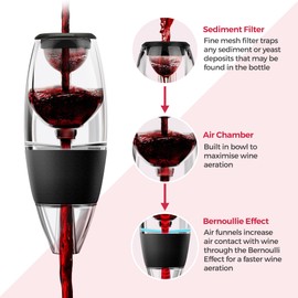 Silk Route Home Premium Wine Aerator – Fast Aeration Wine Decanter with Fine Mesh Purifying Wine Filter and Ideal Wine Gift