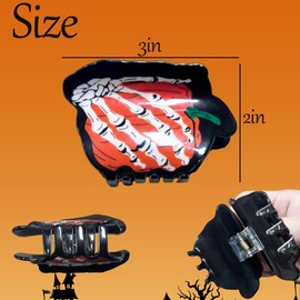 Halloween Skeleton Hand & Pumpkin Hair Claw Clips for Half Up & Updo 3 Inch