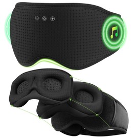 Bluetooth Sleep Mask - MUSICOZY Sleep Headphones, 3D Contoured Eye Mask, 2 Peelable Replaceable Pads (Breathable + Bamboo Cotton), Auto-Off Timer, Bluetooth 5.4, for Side Sleepers Travel Gift (Black)