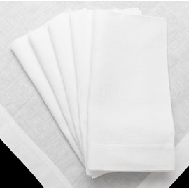 CleverDelights 20" White Dinner Napkins - 6 Pack - 55/45 Linen Cotton Blend