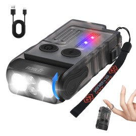 BORUIT V20 Small Powerful Pocket Flashlight,180°Head Swivels with Cob Side Light and Atmosphere Lamp Cap,Ip67 USB C Rechargeable Flashlight with Clip,Lanyard and Keychain,Magnetic Buzzer-13 Modes