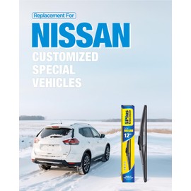 5 PLUS® 12 Inch Rear Wiper Blade Replacement for Nissan 2008-2024 Rogue/2013-2020 Pathfinder/2018-2024 Kicks/2011-2017 Juke Rear Wiper Premium All-Seasons Stable Back Windshield Wiper Blade 12"(12J)