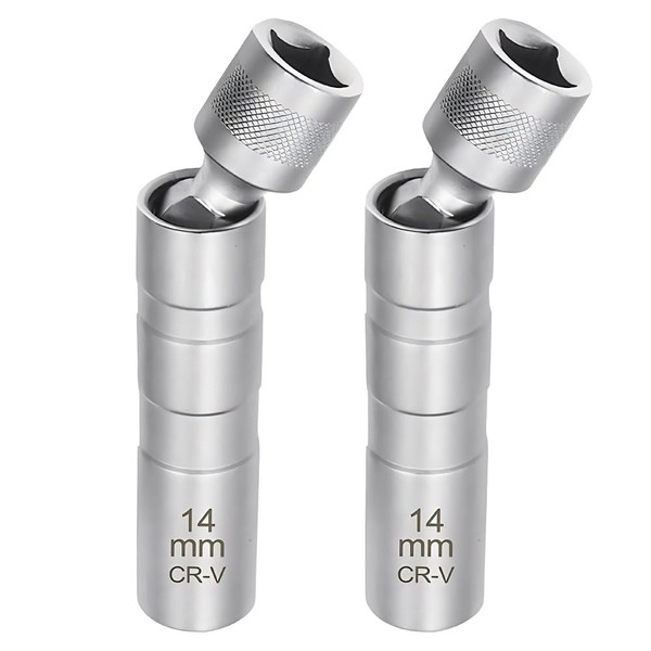 Saipor 2pcs 14mm Magnetic Swivel Spark Plug Socket 3/8" Drive