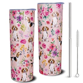 solid can Beagle Tumbler Beagle Gifts 20 OZ 3D-Printed Insulated Cup Dog Lover Gift Travel Mug with Dogs Patterns and Vintage Florals(One Tumbler Included)