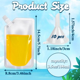 100 Pcs Plastic Flasks,3.5 Oz Reusable Drink Pouches,Leak-Proof Food Grade Plastic for Travel Outdoor Sports Concerts Events